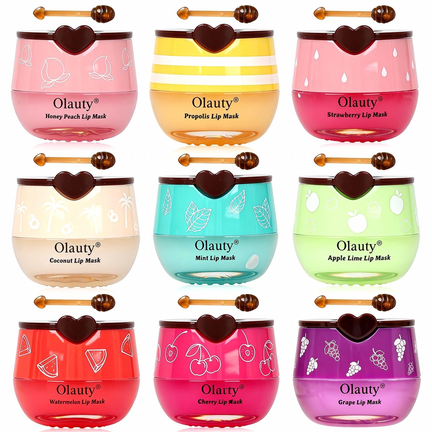 9 PCS Bee Lip Balm Honey Pot, Honey Lip Balm Bulk, Moisturising Sleep Lip Mask Overnight, Exfoliating Prevention Dry and Crack Lip Scrubs,Reduce Lip Lines, Wedding Gifts,Bulk Gifts