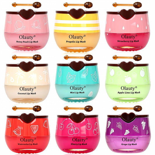 9 PCS Bee Lip Balm Honey Pot, Honey Lip Balm Bulk, Moisturising Sleep Lip Mask Overnight, Exfoliating Prevention Dry and Crack Lip Scrubs,Reduce Lip Lines, Wedding Gifts,Bulk Gifts