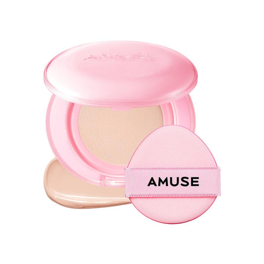 AMUSE SEOUL Dew Power Vegan Cushion Foundation (01 PURE) - Semi Glow, Full Coverage, Dewy Finish, Long Lasting, Lightweight, Smooth Radiant Skin, Vegan, Korean Beauty Makeup