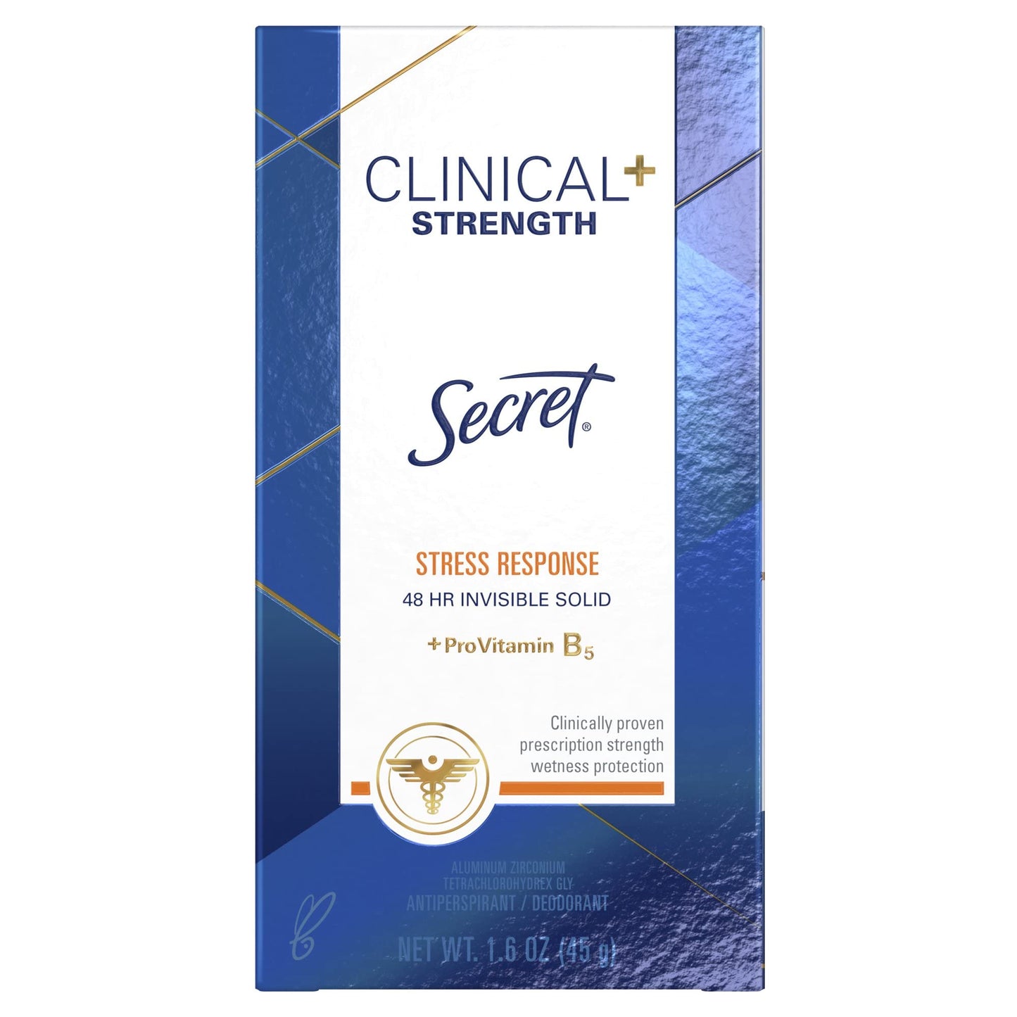 Secret Clinical Strength Antiperspirant and Deodorant Clear Gel, Stress Response, 1.6 Oz. (Pack of 4)