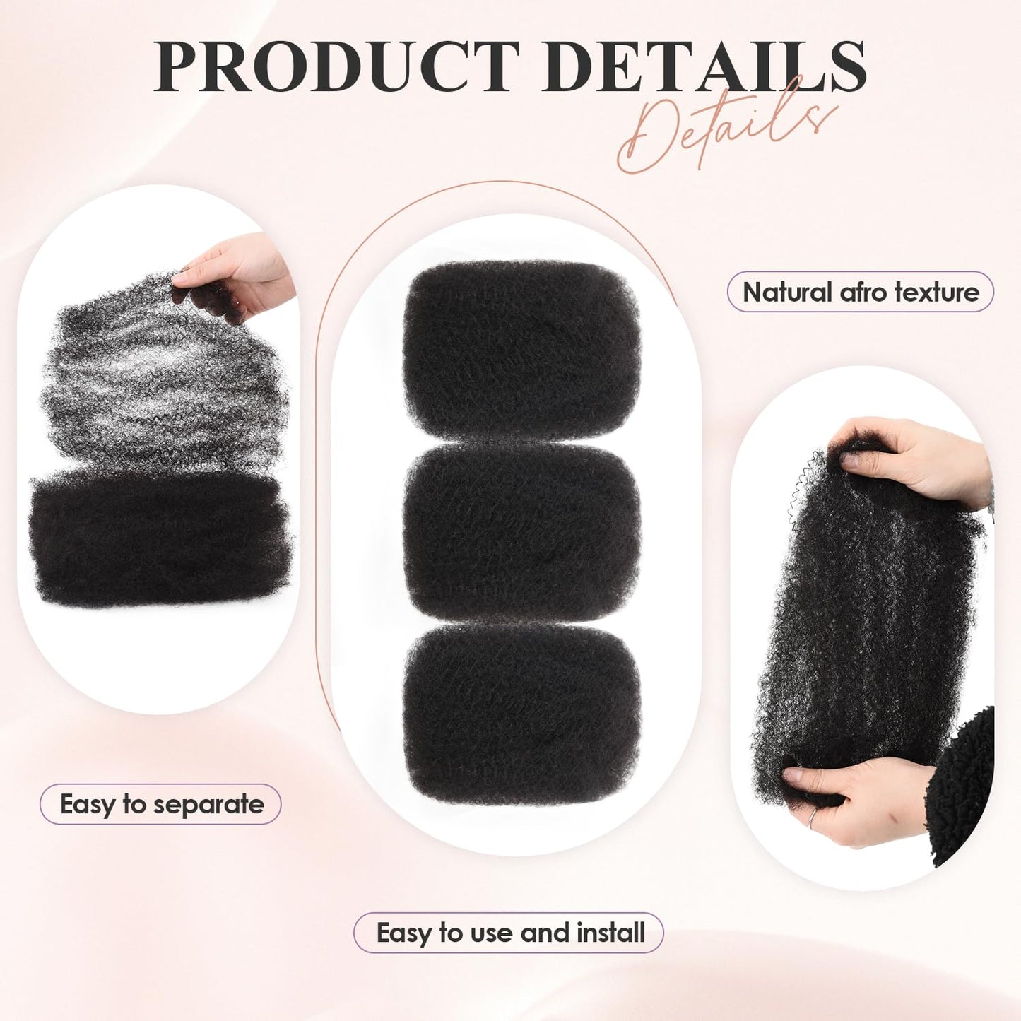 Teresa Afro Kinkys Bulk Human Hair For Twists, Afro Kinky-Curly Human Hair Bulk For Dreadlocks Extensions,Bulk Human Braiding Hair Afro Kinky Twist Extensions Natural And Soft (14 Inch, 30g/Pack)