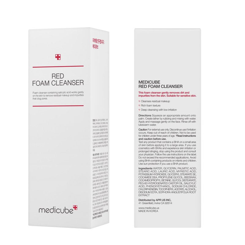 medicube Facial Cleanser Red Foam Cleanser | Daily Gentle Cleansing Foam for Sensitive & Troubled Skin | Deep Cleansing Impurities & Excess Sebum Control | Korean Skincare, 4.23 oz