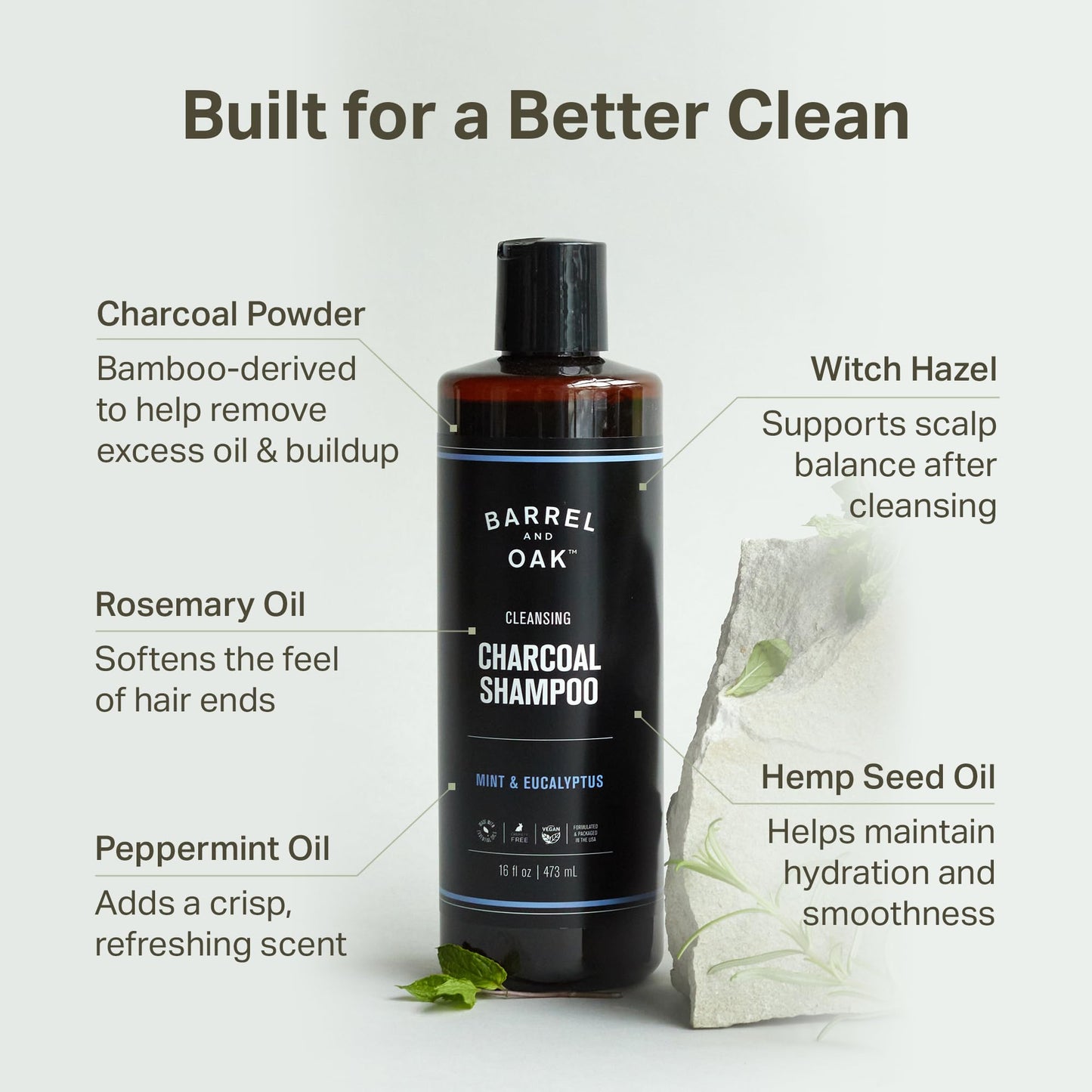 Barrel and Oak - Shampoo & Conditioner Set, Hair Care for Men, Clarifying Shampoo, For Dry Hair, Natural Fragrance, Vegan