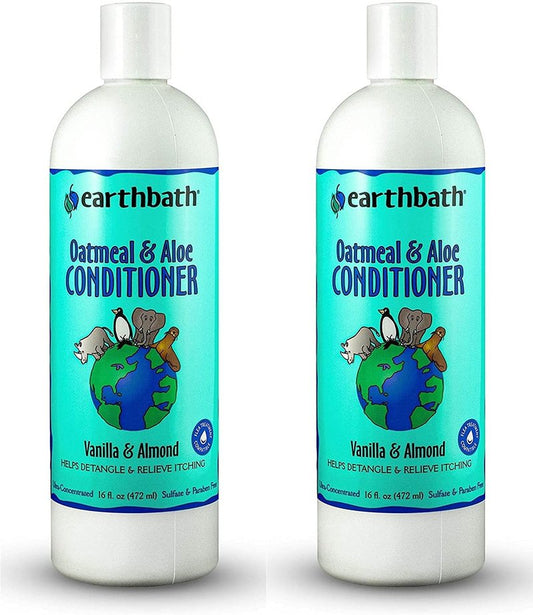 earthbath, Oatmeal & Aloe Conditioner - Dog Conditioner for Allergies & Itching, Dry Skin, Helps Detangle & Relieve Itching, Made in USA, Cruelty Free Pet Conditioners - 16 Oz (2 Pack)