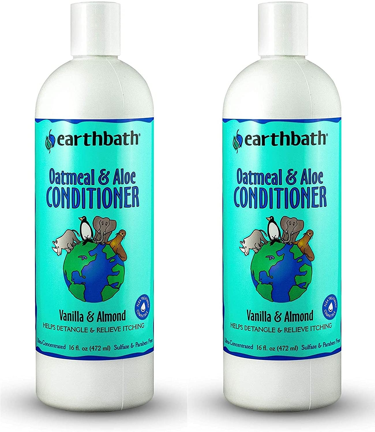 earthbath, Oatmeal & Aloe Conditioner - Dog Conditioner for Allergies & Itching, Dry Skin, Helps Detangle & Relieve Itching, Made in USA, Cruelty Free Pet Conditioners - 16 Oz (2 Pack)