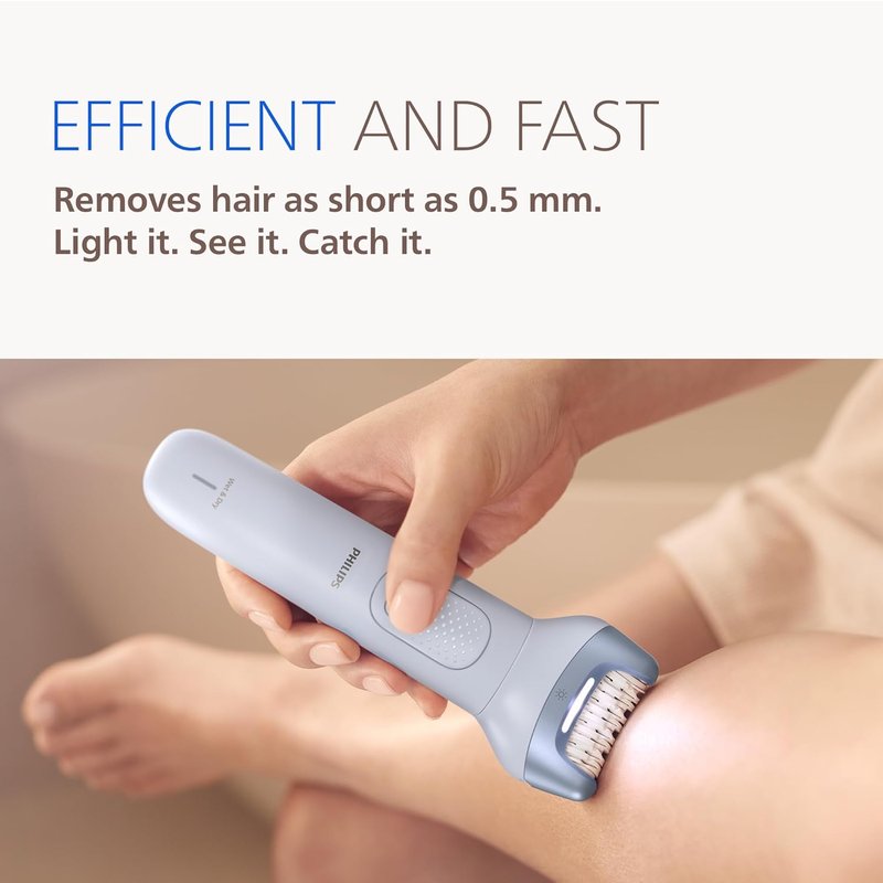 Philips Epilator Series 8000 - Cordless Wet & Dry Hair Removal Device | 60 Min Runtime, 3 Accessories, Model BRE708/00