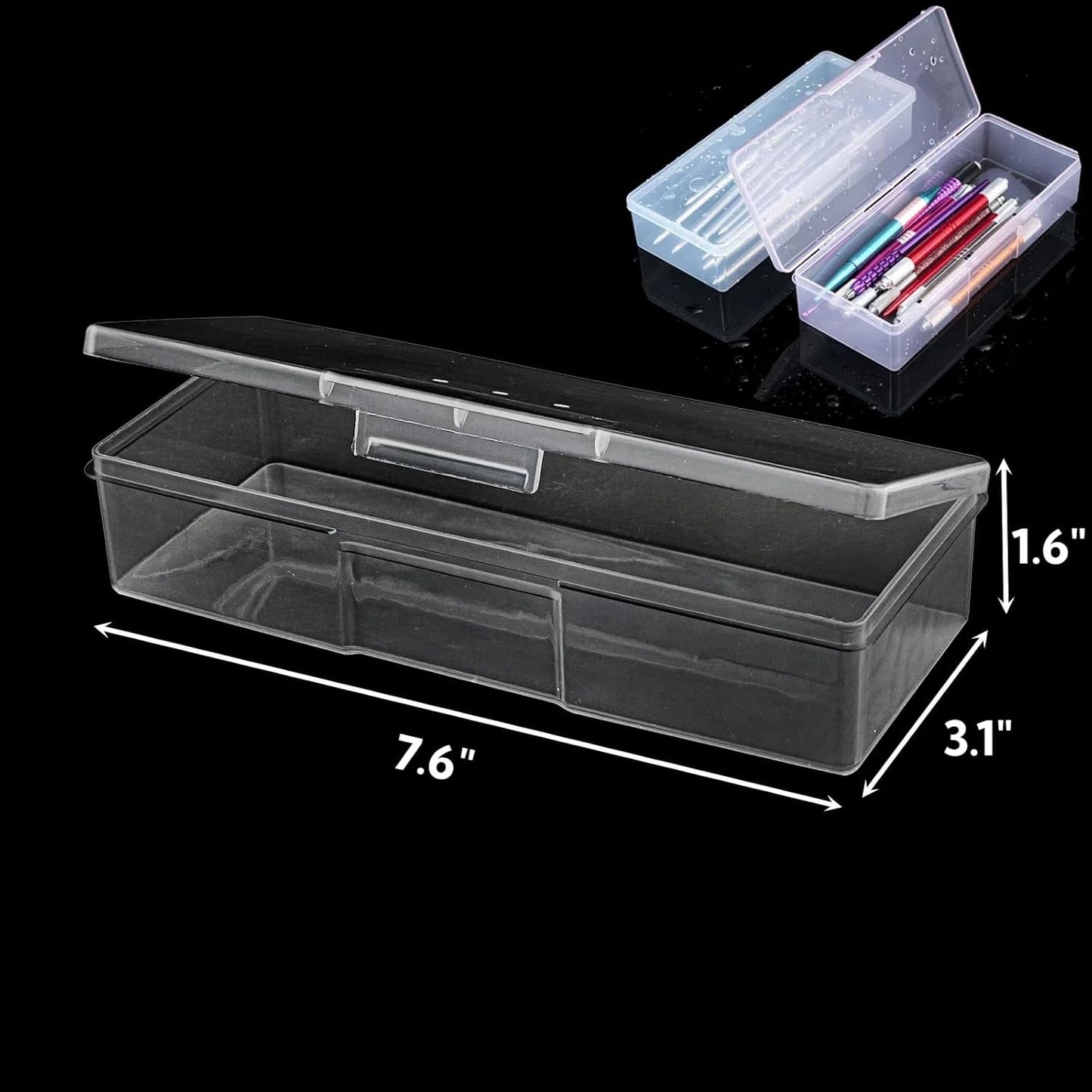 ZOOFOX 12-Pack Plastic Nail Storage Box - Stackable Organizer with Hinged Lid for Manicure, Crafts, Office Supplies | Clear Rectangular Design
