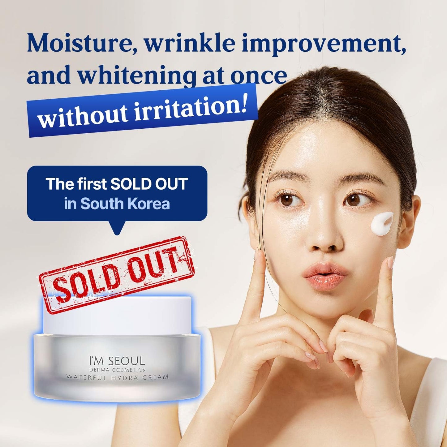 I'M SEOUL Moisturizer Face Cream Waterful Hydra Deep Moisture with Niacinamide, Adenosine and Soothing Allantoin Derma Korean Skincare 1.76 oz