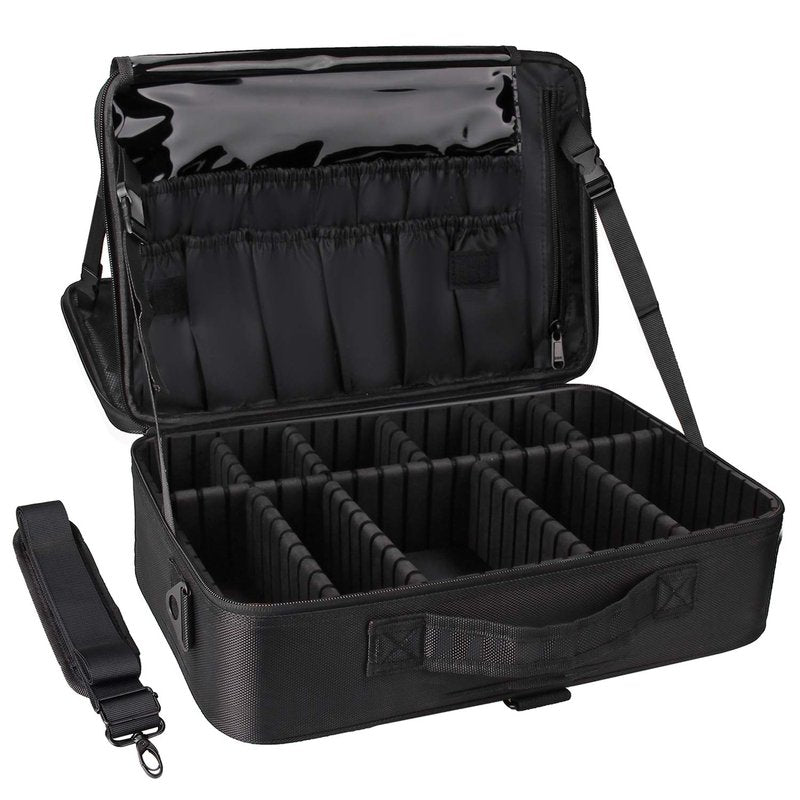 Relavel Travel Makeup Train Case Cosmetic Case Organizer Portable Artist Storage Bag with Adjustable Dividers for Cosmetics Makeup Brushes Toiletry Jewelry Digital Accessories