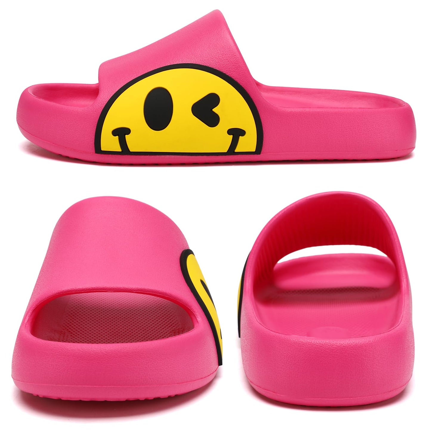 Guyarns Cloud Slides for Women,House Slippers Pillow Sandals for Women,EVA Anti-Slip Indoor & Outdoor Garden Slides Smile Slippers Open Toe Spa Bath Pool Gym House Shower Shoes(Rose Red 39/40)