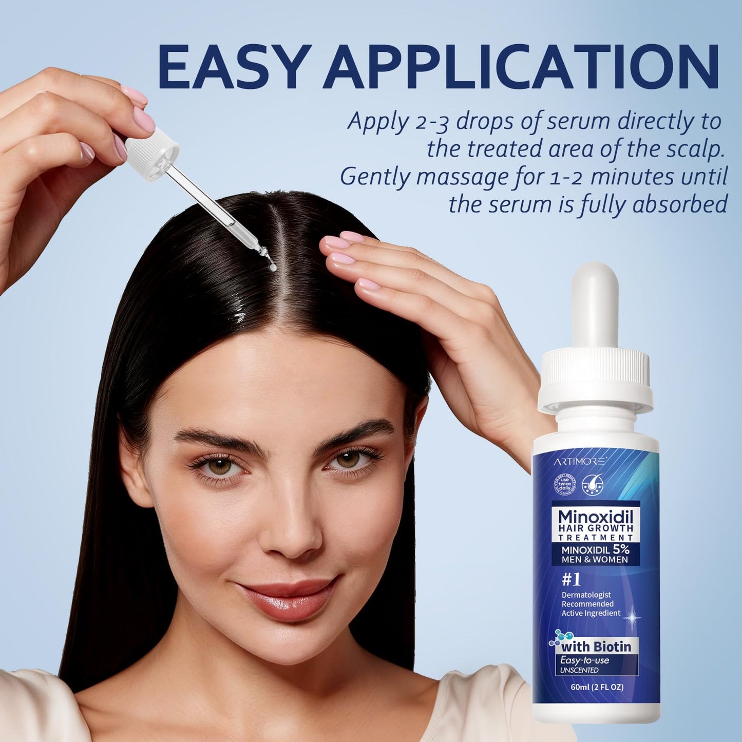 5% Minoxidil Hair Growth Serum for Men & Women with Biotin: Minoxidil for Men and Women, 5 Percent, Hair Regrowth Treatment, Extra Strength