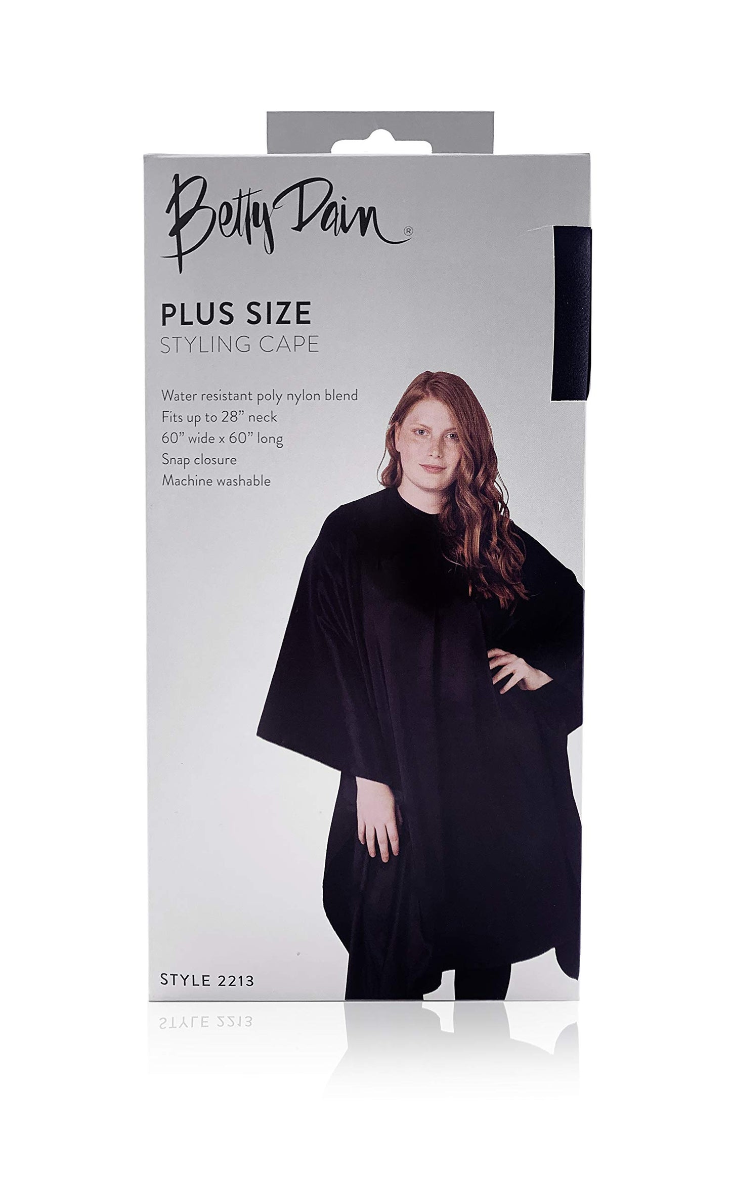 BD Barber Oversized Styling Cape with Snap Closure, Cut to Fit and Flatter a Larger Figure, Fits Up to 28" Neck, Soft Poly/Nylon Blend Fabric, Water Resistant, Machine Washable, Black