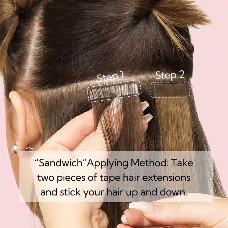 HOTBANANA Tape in Hair Extensions, 16 Inch 20pcs 50g Ombre Walnut Brown to Ash Brown and Bleach Remy Tape in Real Human Hair Extensions Straight
