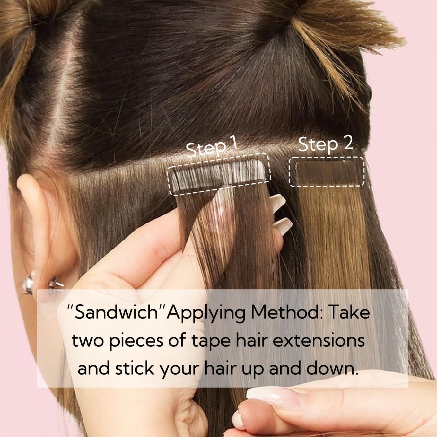 HOTBANANA Tape in Hair Extensions, 16 Inch 20pcs 50g Ombre Walnut Brown to Ash Brown and Bleach Remy Tape in Real Human Hair Extensions Straight