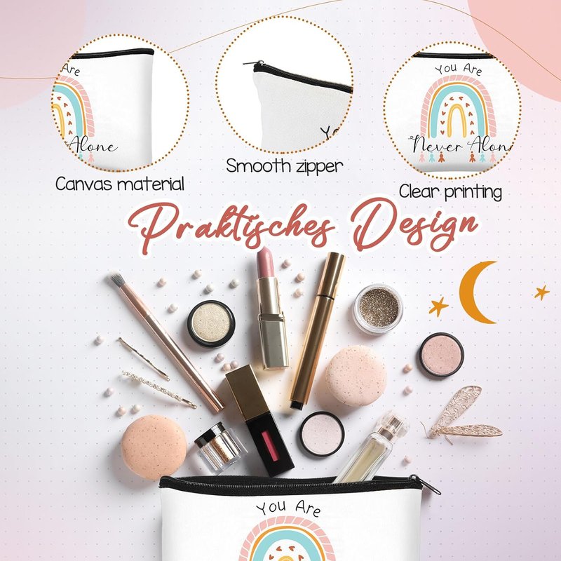 Rainbow Makeup Bag Set - 60 Pcs Inspirational Cosmetic Bags with Keychain | Perfect Gift for Women, Teachers, and Graduates