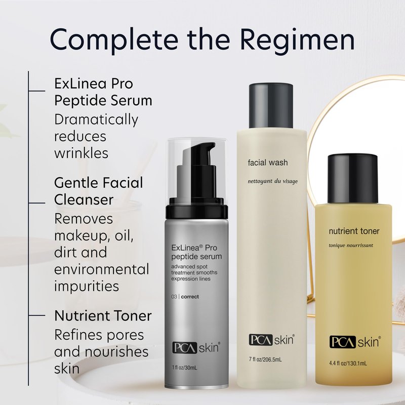 PCA SKIN ExLinea Pro Peptide Serum for Face, Peptide Complex Serum, Helps Lift, Tighten, and Firm Skin and Reduces Wrinkle Depths, Hydrating Anti Aging Serum for Women, 1.0 oz Pump