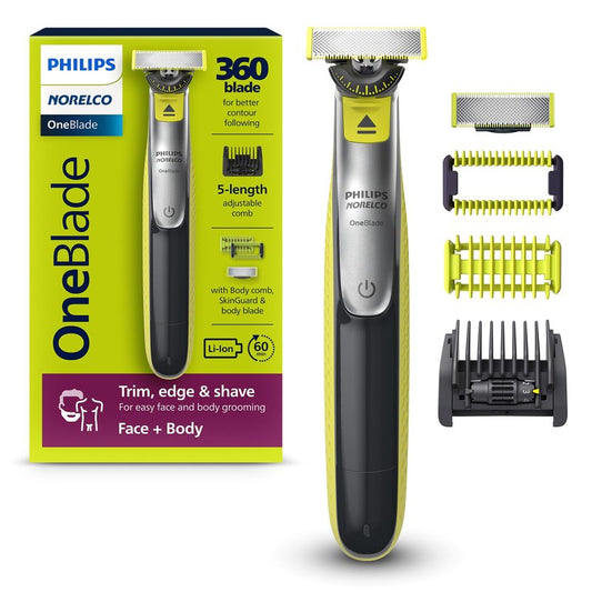 Philips Norelco OneBlade 360 Face + Body Hybrid Electric Trimmer and Shaver