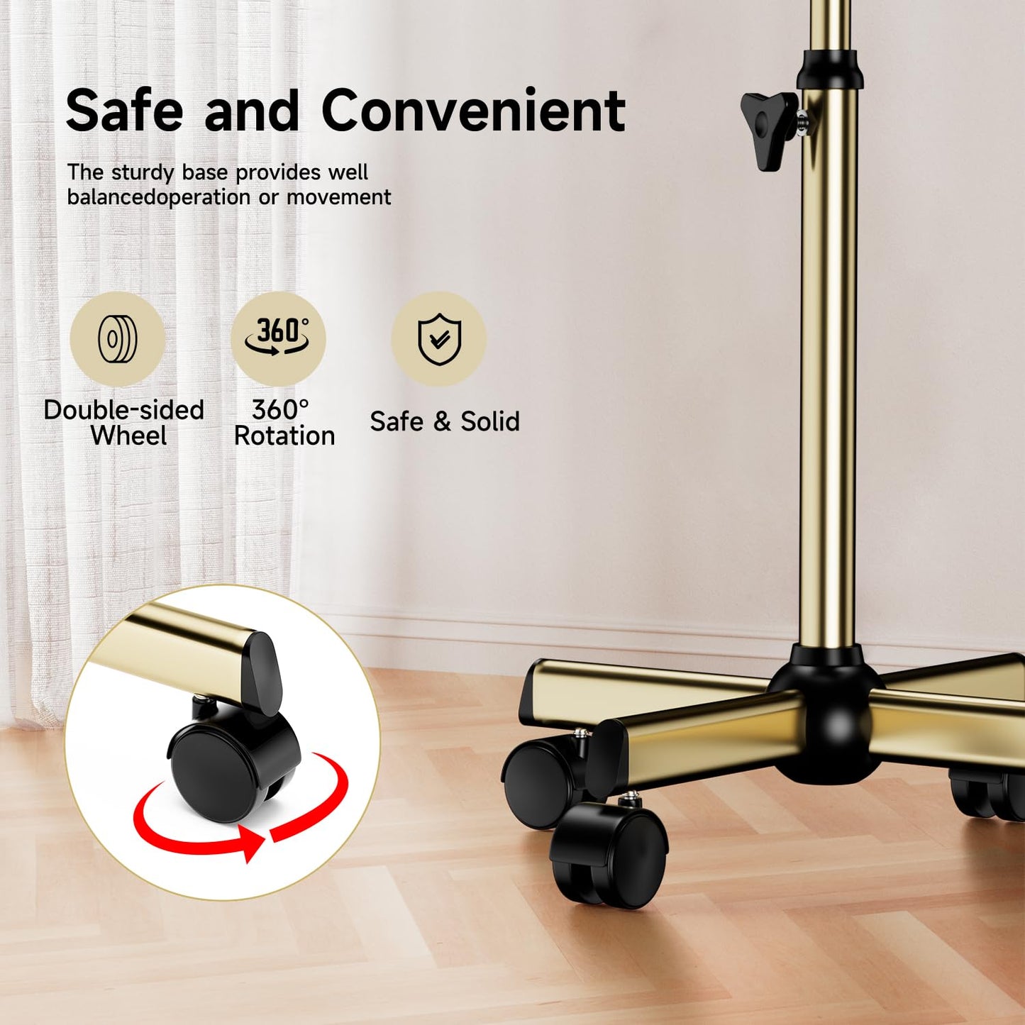 Salon Tray, Premium Metal Rolling Tray Cart, Tattoo Tray Height Adjustable, Dentist Tray Medical Tray Spa Service Rolling Tray,Champagne Gold