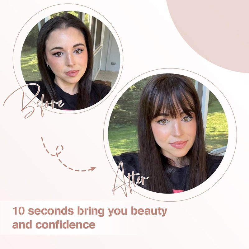 Hair Toppers for Women - Realistic Bangs Synthetic Hair Pieces | 6.5"x6.5" Large Coverage, 16" Volume Boost