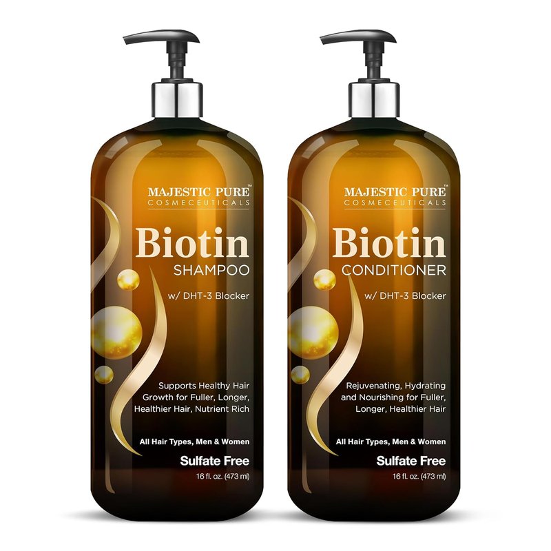 Biotin Shampoo and Conditioner Set - DHT Blocker Complex for Healthy Hair | 16 fl oz Each, Sulfate Free