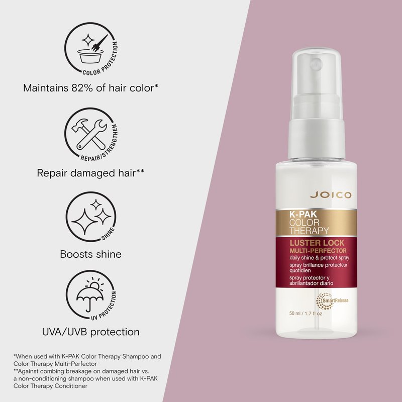 K-PAK Color Therapy Luster Lock Multi-Perfector Daily Shine & Protect Spray | For Color-Treated Hair | Instantly Detangle | Control Frizz | Boost Shine | With African Maketti & Argan Oil | 1.7 Fl Oz