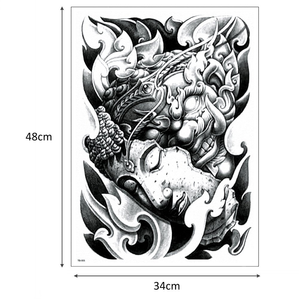 Glaryyears Super Big Full Back Covered Temporary Tattoos, 3 Pack Large Fake Realistic Tattoo Stickers for Adults Men Women, Scary Fierce Tiger Snake Serpent Design