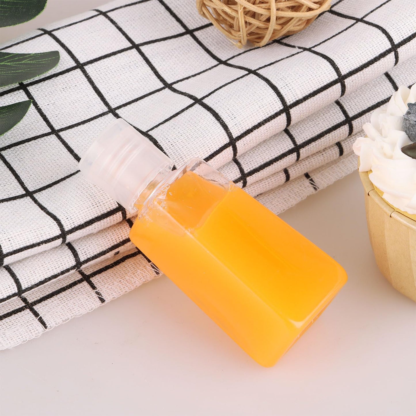 100PCS Travel Size Bottles 1oz Plastic Mini Bottles 30 ml Empty Clear Small Trapezoidal Portable Travel Bottle, Refillable Cosmetic Containers with Flip Cap for Liquid, Lotions, Toner, Body Soap