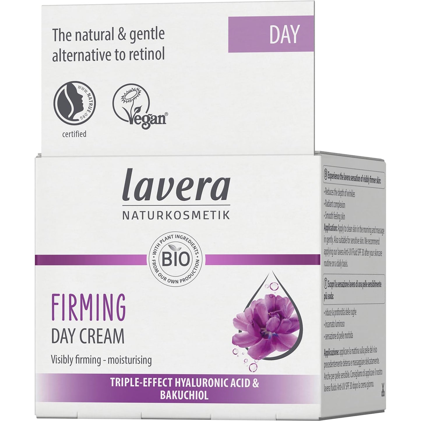 lavera Firming Day Care - Anti Aging Face Cream with Triple Hyaluron & Bakuchiol for Smooth Skin - Anti Wrinkle Face Cream - Face Moisturizer - PETA Certified - Vegan - Made in Germany - 1.7 Fl Oz