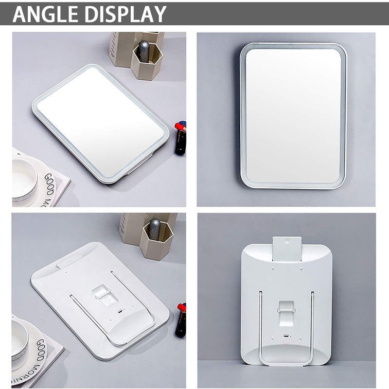 KOOKIN Lighted Vanity Makeup Mirror with Lights 3 Color Lighting Modes Rechargeable Touch Screen Adjustable Tabletop Wall Hanging Led Light Up Mirror with Mini 5X Hand Mirror