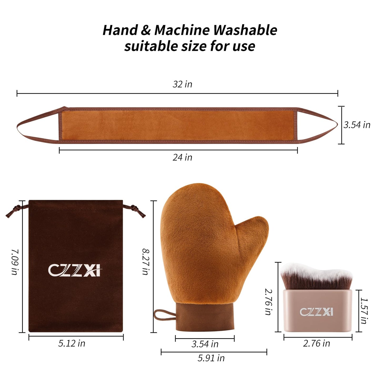 CZZXI - Tanning Mitt, Body Brush & Back Tanner Applicator Kit – Self-Tan Applicator for Body, Face & Hard-to-Reach Areas | Includes Storage Pouch