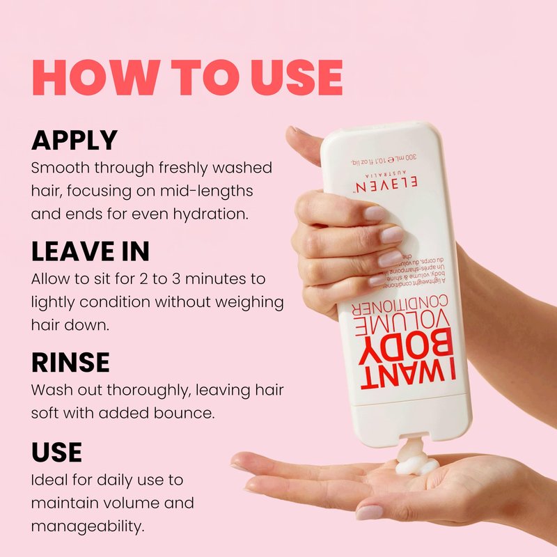 ELEVEN AUSTRALIA I Want Body Volume Hair Conditioner for Women & Men - Volumizing Conditioner for Fine Thin Hair, Adds Body, Lift, & Fullness, Nourishes & Hydrates, Sulfate Free - 10.1 fl oz