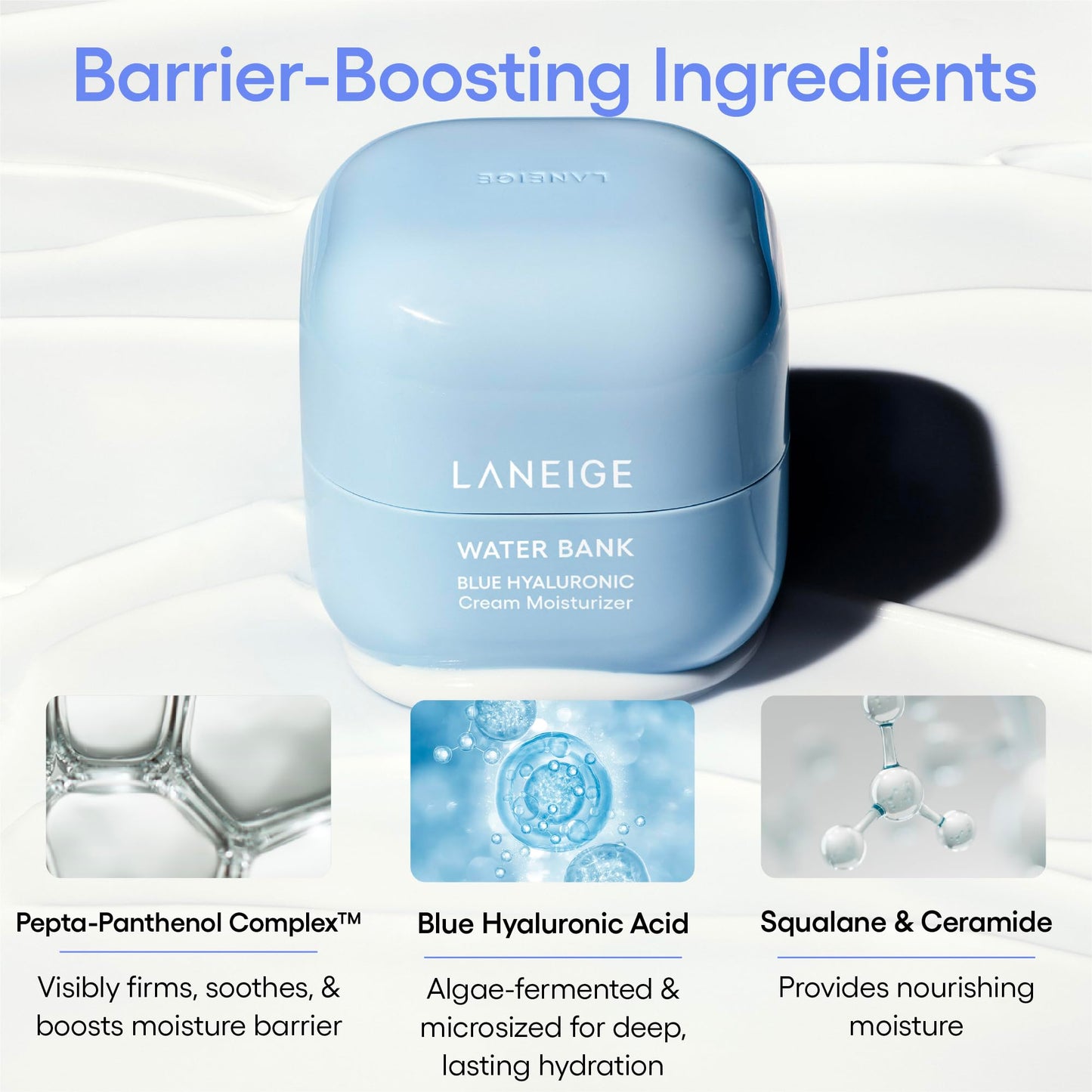 LANEIGE Water Cream Duo Set: Hyaluronic Acid, Barrier-Boosting Hydration, Full Sized, Travel Sized