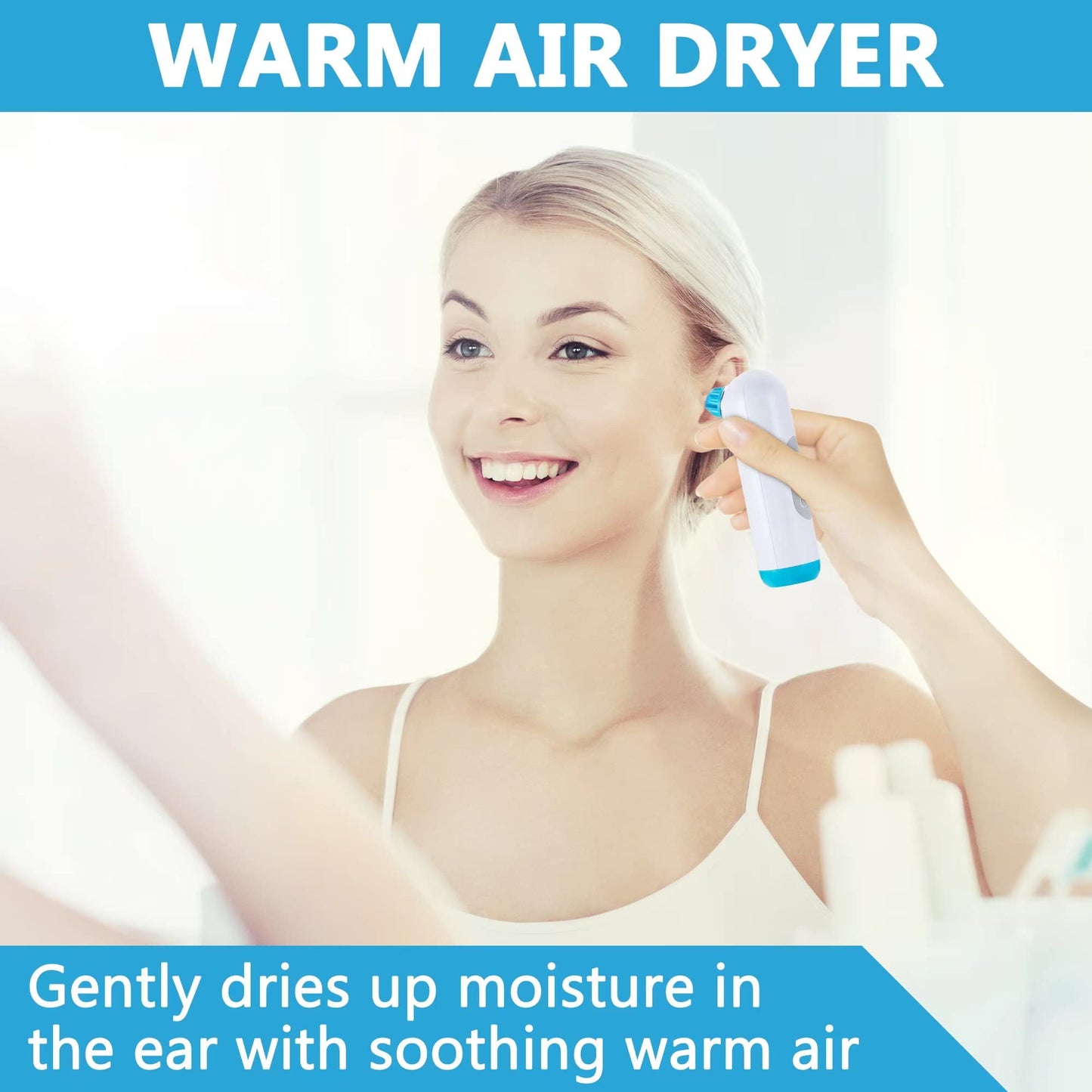 Electric Ear Dryer for Swimmer’s Ear by Tilcare - Rechargeable Ear Drying Water Remover for Swimming, Showering, and Hearing Aids - Comes with 3 Ear Drying Tips & Carrying Pouch