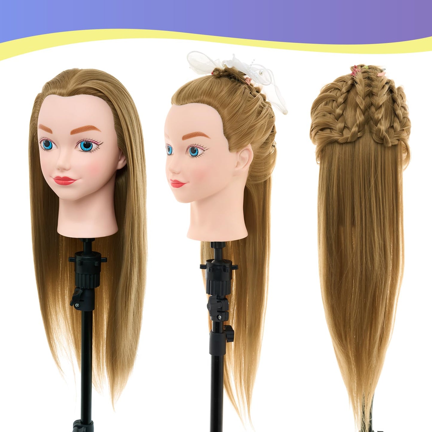 Mannequin Head for Kids - Doll Head for Hair Styling for Kids, Cosmetology Manikin Practice Training Head for Braiding Hairdressing for Girls #27