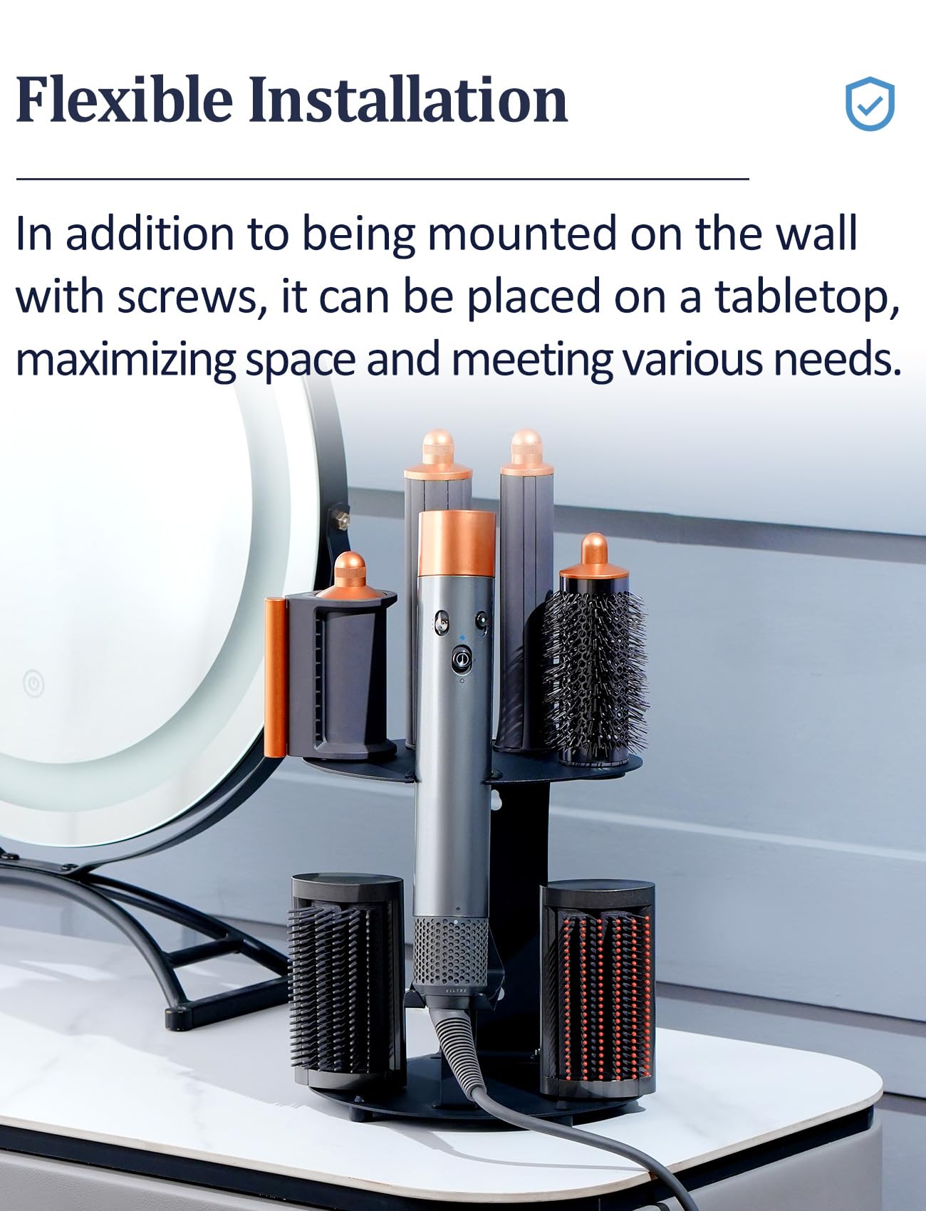 Puregad Curling Iron Storage Holder Attachments Compatible with Dyson Airwrap Organizer Wall Mounted Stand, Hair Wrap Rack on Desktop Accessories for Home/Bathroom
