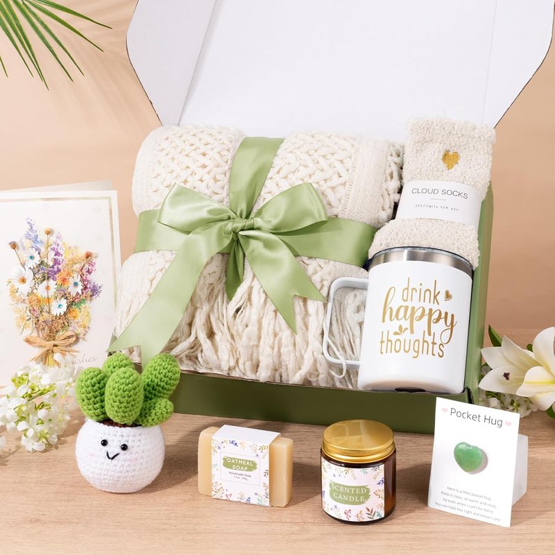 Get Well Soon Care Package | Thoughtful Sympathy Gift Basket for Women - Spa Gifts & Inspirational Blanket for Recovery