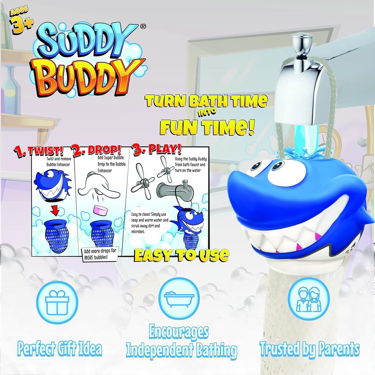 Suddy Buddy® Super Bubble Drop Refills | Fun & Easy Bath Bubbler for Kids Bubble Bath Toys 3+ | Non-Toxic, Hypoallergenic | 25 Count, Long-Lasting Fun