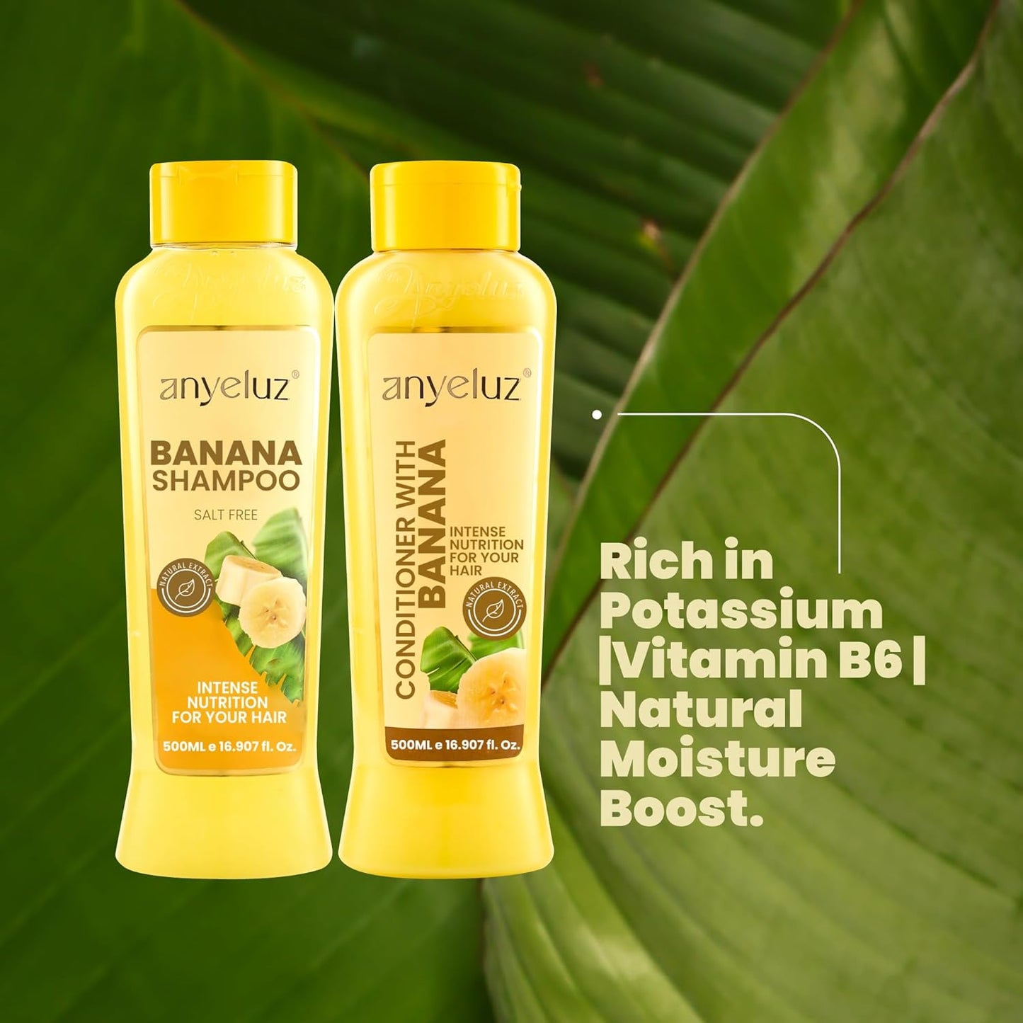 Banana Hair Care Duo Set - Moisturizing Shampoo & Nourishing Conditioner for Dry, Damaged Hair | Natural Fruit-Infused Hydration
