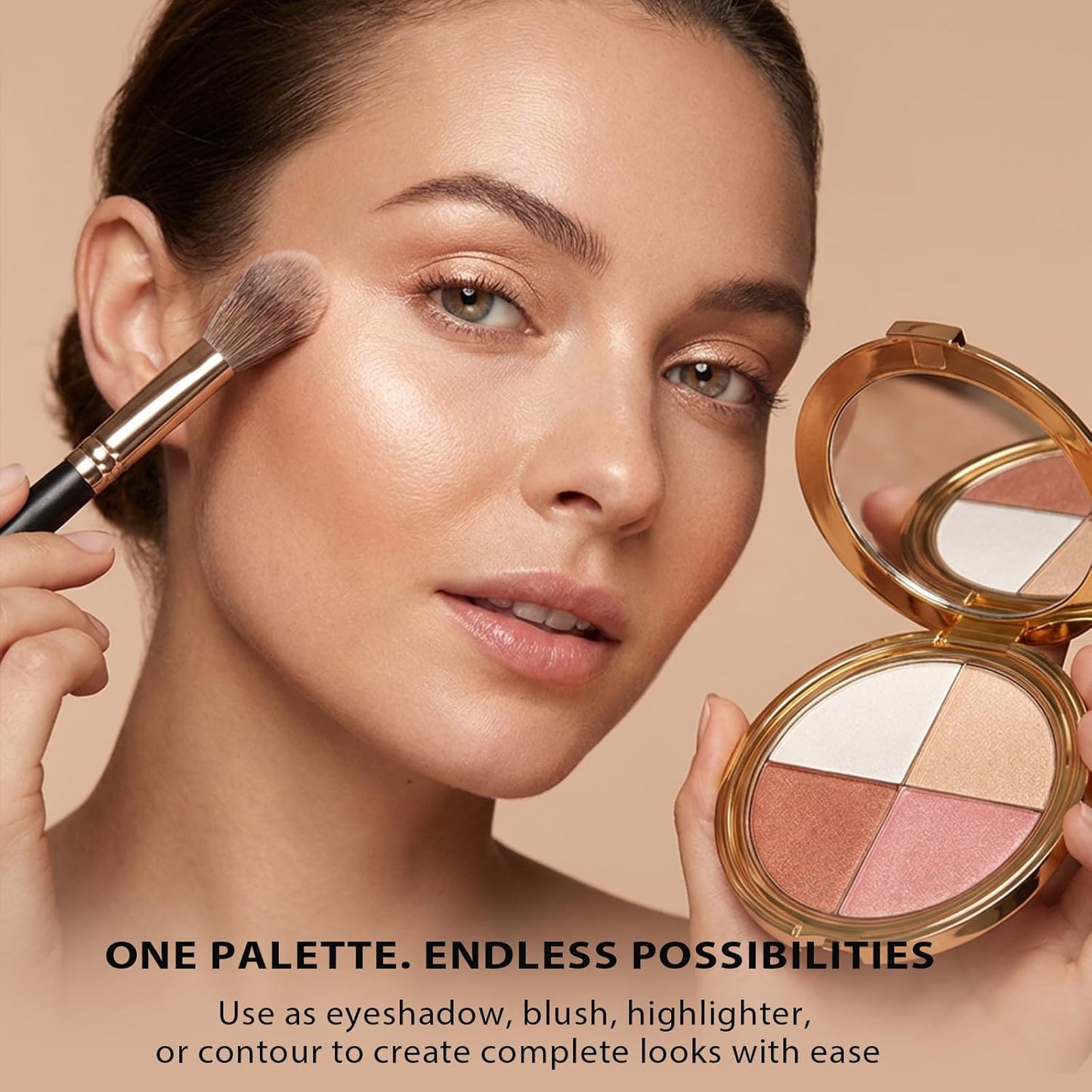 Eye & Cheek Glow Palette - 4-in-1 Eyeshadow, Highlighter, Blush & Contour Makeup for All Skin Tones | Long-Lasting Radiant Finish
