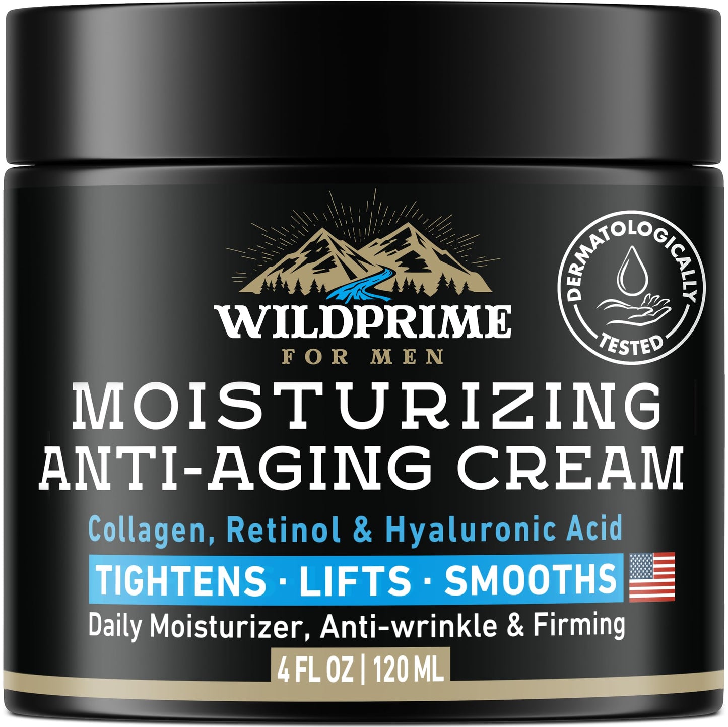 Men's Face Moisturizer Cream - Anti Aging & Wrinkle - Men's Shave Lotion - Made in USA - Collagen, Hyaluronic Acid, Vitamins E & A, Avocado Oil - Age Facial Skin Care, Day & Night Moisturizing, 4 oz