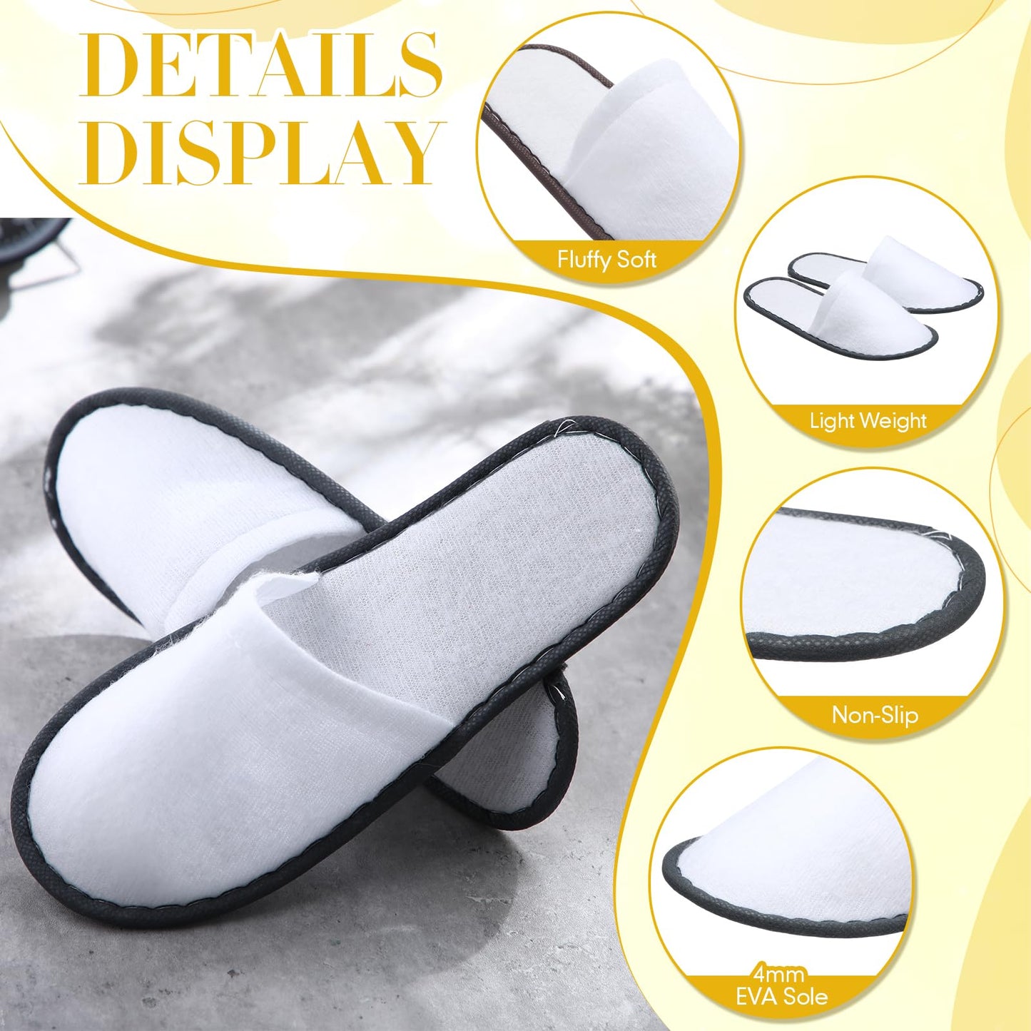 Twistover 30 Pairs Disposable House Slippers for Guests, Bulk House Slipper Color Non Slip Pack for Hotel, Spa, Wedding, Travel, Party, Shoeless Home, Adult Men and Women