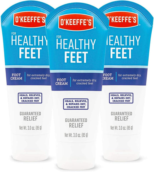 O'Keeffe's Healthy Feet Foot Cream - Moisturizing Relief for Dry Skin | 3 oz Tube (3 Pack)