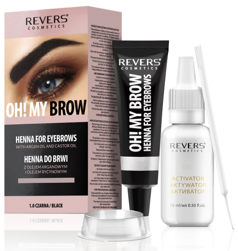 Revers Cream Hair Dye with Argan Oil and Castor Oil, Eyelash and Eyebrow tint , Black Color
