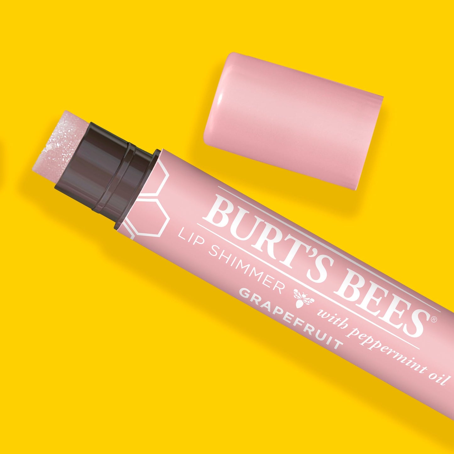 Burt's Bees Shimmer Lip Tint Set, Mothers Day Gifts, Tinted Lip Balm Stick, Moisturizing for All Day Hydration with Natural Origin Glowy Pigmented Finish & Buildable Color, Grapefruit (4-Pack)