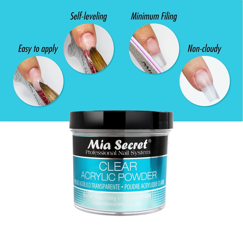 Mia Secret Clear Acrylic Powder - Professional Nail Art | 8oz Size