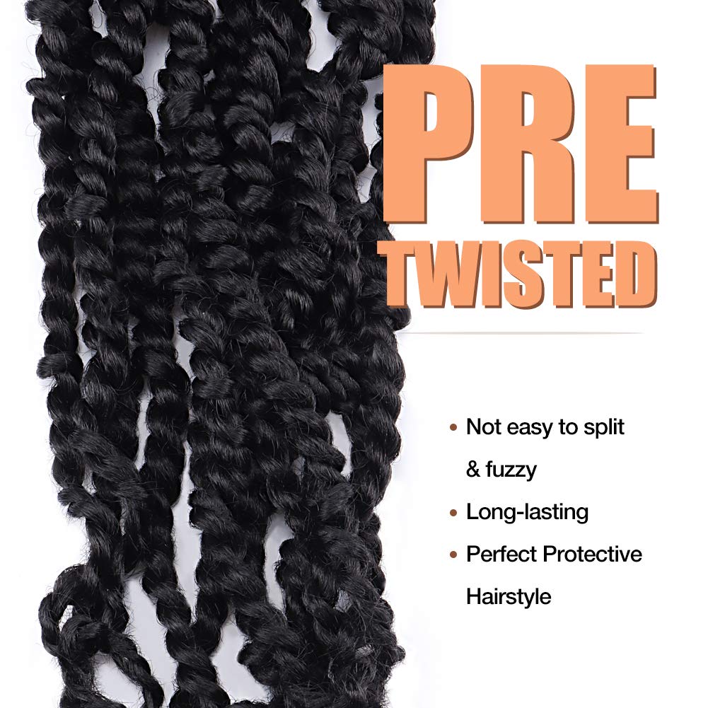 TOYOTRESS Tiana Passion Twist Hair - 12 inch 8 Pcs Pre-twisted Crochet Braids Natural Black, Synthetic Braiding Hair Extension ( 12 Inch, 1B)