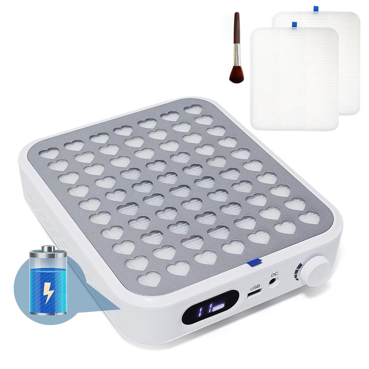 Rechargeable Nail Dust Collector - Professional LED Display with Adjustable Speed | 2 Reusable Filters for Acrylic Nails
