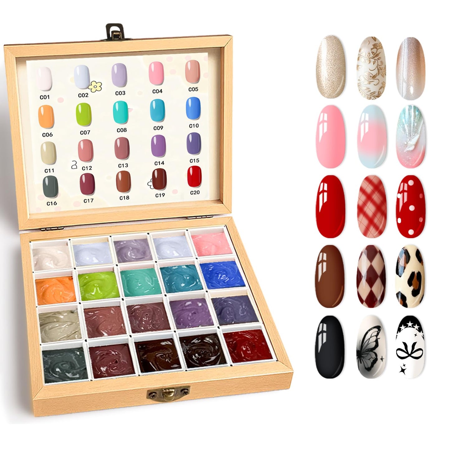 GZIXBDA 20 Colors Patting Gel Polish Palette & Tools Kit | No Wipe Ombre Sponge Nail Paint, Multi-Use Nail Art Gel for Beginner & Professional Nail Tech, Ideal DIY Manicure Gifts