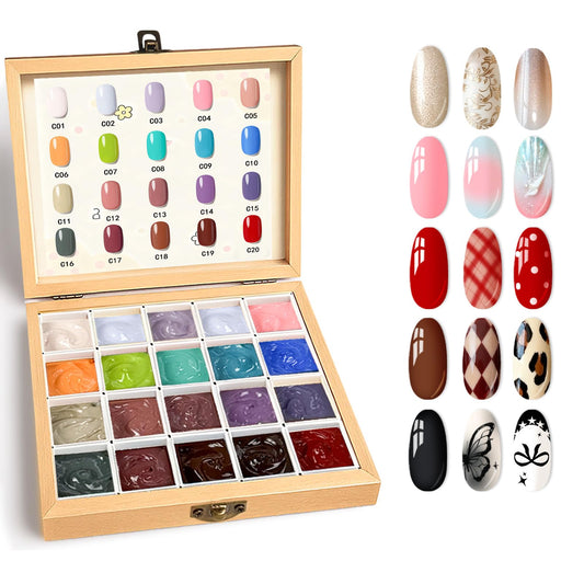 GZIXBDA 20 Colors Patting Gel Polish Palette & Tools Kit | No Wipe Ombre Sponge Nail Paint, Multi-Use Nail Art Gel for Beginner & Professional Nail Tech, Ideal DIY Manicure Gifts