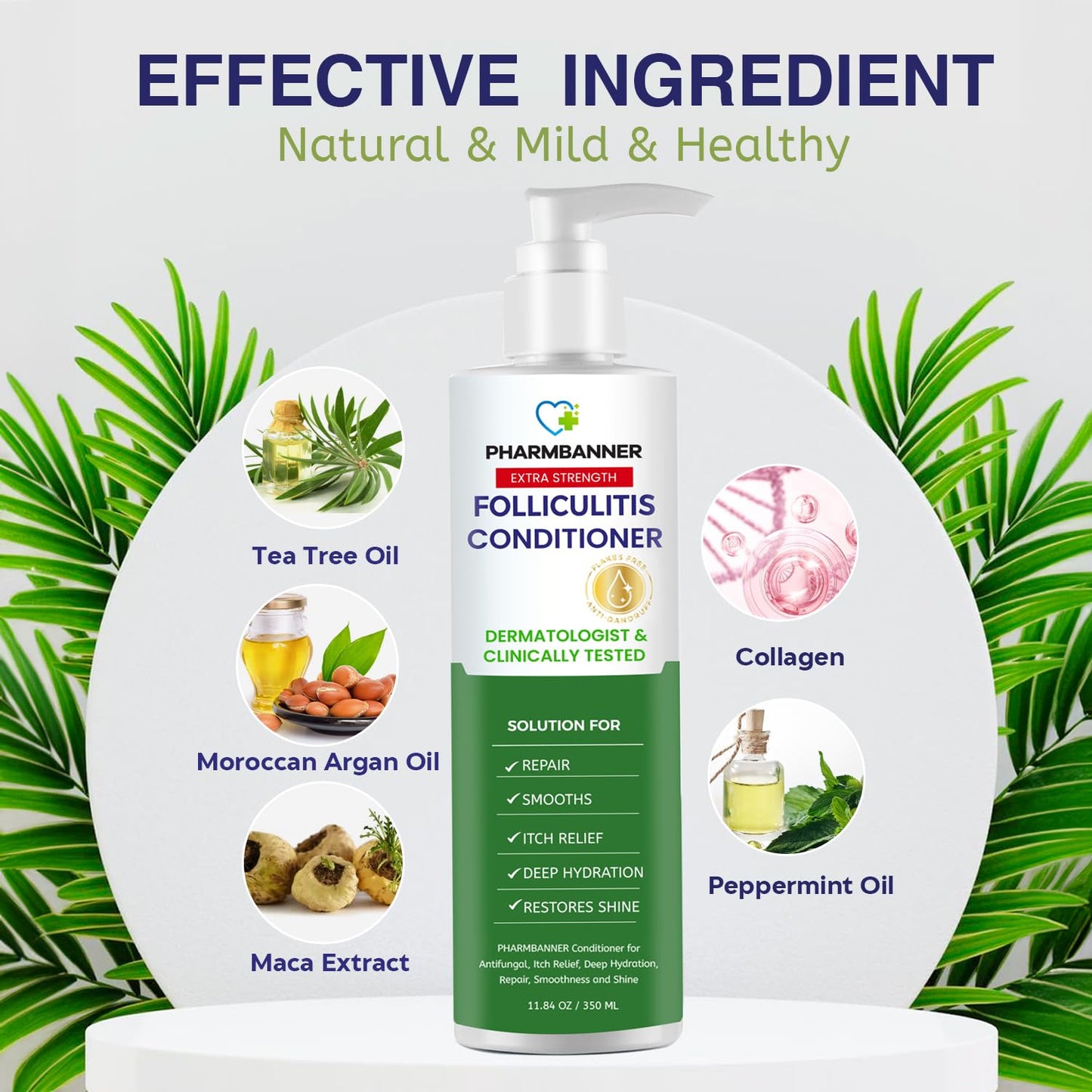 PHARMBANNER Anti-Dandruff Shampoo & Conditioner: Tea Tree Oil & Moroccan Argan Oil - Deep Hydration & Repair - Nourishes, Smooths, Restores Shine - Safe for Dry or Damaged Hair